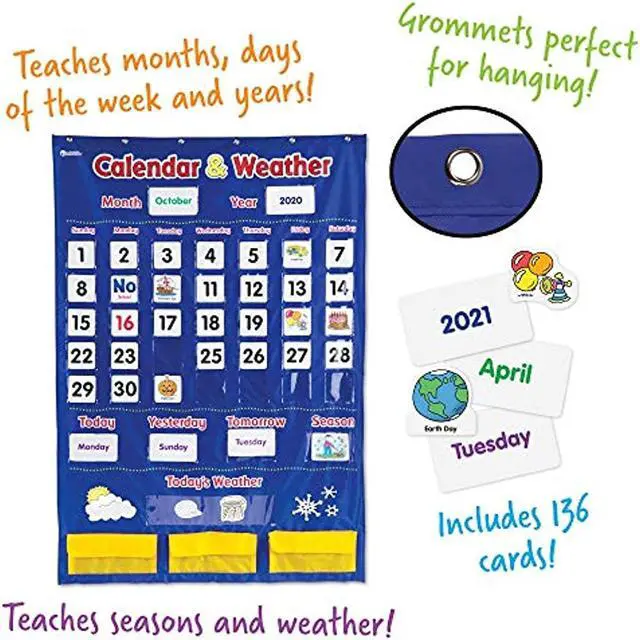 Alt view image 9 of 16 - LEARNING RESOURCES CALENDAR AND WEATHER POCKET CHART