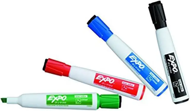Alt view image 9 of 12 - EXPO 1944728 Magnetic Dry Erase Marker, Chisel Tip, Assorted, 4/Pack