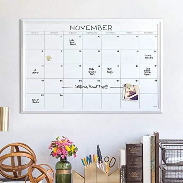 Alt view image 3 of 9 - Magnetic Dry Erase Calendar with Decor Frame 30 x 20 White Surface and Frame 2075U0001
