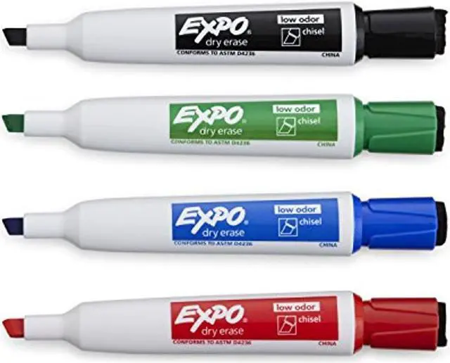 Alt view image 6 of 12 - EXPO 1944728 Magnetic Dry Erase Marker, Chisel Tip, Assorted, 4/Pack