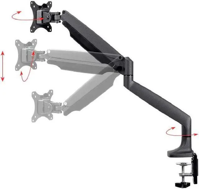 Alt view image 5 of 18 - Monoprice Smooth Full Motion Single Monitor Adjustable Gas Spring Desk Mount - Black For Large Screens, Supports Up To 34 inch Monitors, 19.8 LBS Display Weight - Workstream Collection