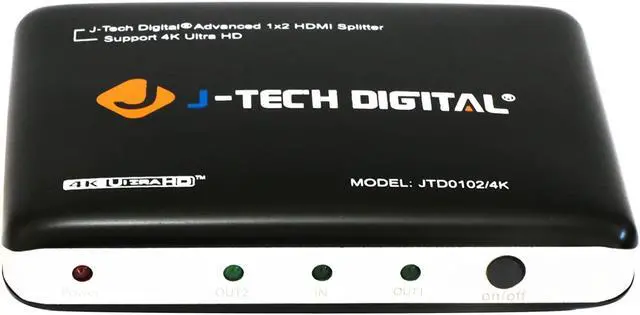Alt view image 6 of 10 - J-Tech Digital JTD0102/4K J-Digital Most Advanced 2 Ports HDMI 1X2 Powered Splitter, Support Ultra HD 4K 3840 A 2160 Resolution and 3D