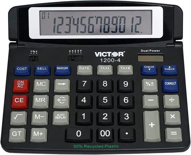 Alt view image 4 of 10 - Victor 1200-4 12 Digit Professional Desktop Calculator