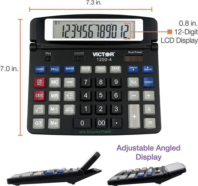 Alt view image 6 of 10 - Victor 1200-4 12 Digit Professional Desktop Calculator