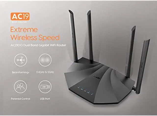Alt view image 5 of 13 - Tenda Network AC19 AC2100 Dual Band Gigabit WiFi Router 5GHz 24GHz