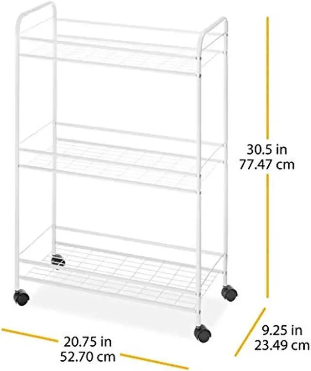 Alt view image 6 of 10 - WHITMOR 6023-6001 Household Cart Slim 3Tier Wht