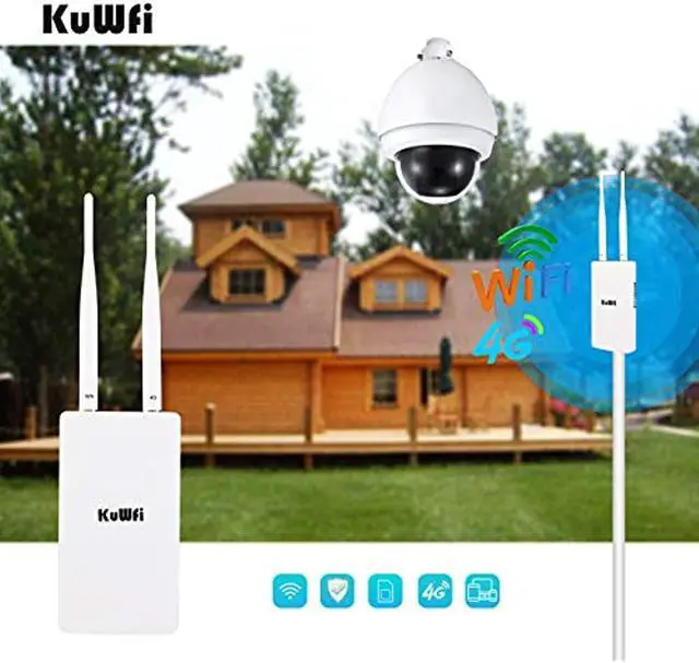 Alt view image 12 of 20 - KuWFi Waterproof Outdoor 4G LTE CPE SIM Card WiFi Router 150Mbps CAT4 SIM LTE Routers Work with IP Camera or Outside WiFi Coverage with 2pcs Antenna Only Work with SIM Card Mode