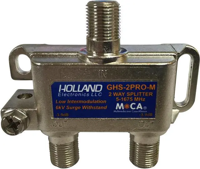 Alt view image 2 of 5 - GHS-2PRO-M Cable TV MoCA Rated 2-Way Splitter - Holland Electronics - NEW