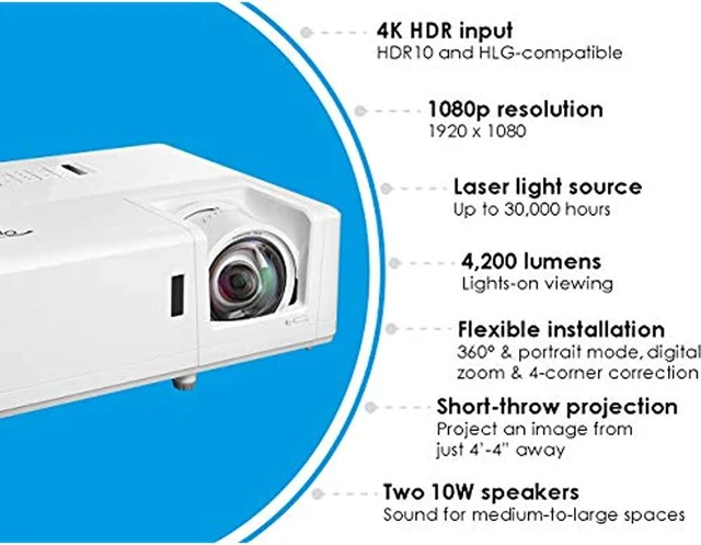 Alt view image 4 of 14 - Optoma ZH406ST Short Throw Full HD Professional Laser Projector | Duracore Laser Light Source | High Bright 4200 Lumens | 4K HDR Input | Flexible Installation with Four Corner Adjustment | Network Com