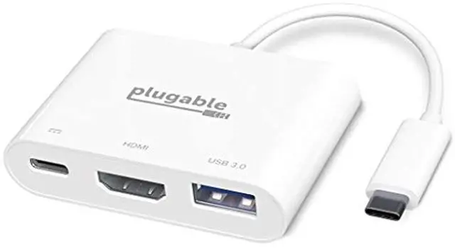 Alt view image 9 of 17 - Plugable USB C to HDMI Multiport Adapter, 3-in-1 USB C Hub with 4K HDMI Output, USB 3.0 and USB-C Charging Port, Compatible with MacBook, Chromebook, Dell XPS, Thunderbolt 3 and More