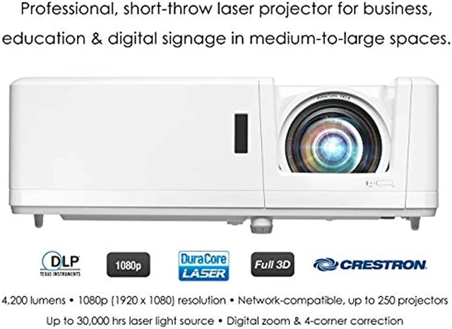 Alt view image 3 of 14 - Optoma ZH406ST Short Throw Full HD Professional Laser Projector | Duracore Laser Light Source | High Bright 4200 Lumens | 4K HDR Input | Flexible Installation with Four Corner Adjustment | Network Com