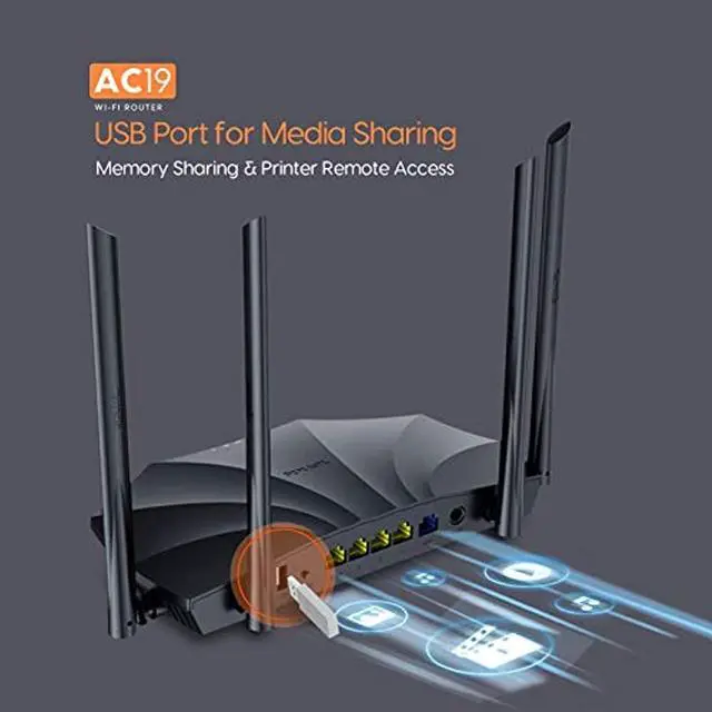 Alt view image 7 of 13 - Tenda Network AC19 AC2100 Dual Band Gigabit WiFi Router 5GHz 24GHz
