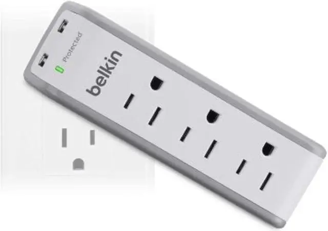 Alt view image 9 of 20 - Belkin SurgePlus 2-Port USB Swivel Charger w/ 3 AC Outlets (10 Watts, Combined)