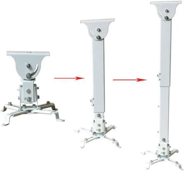 Alt view image 9 of 13 - VideoSecu Tilt Swivel Rotate LCD DLP Projector Ceiling Mount Bracket Fits Flat or Vaulted Ceiling with Extendable Pole - Height Adjustable/ Cable Management 3CA