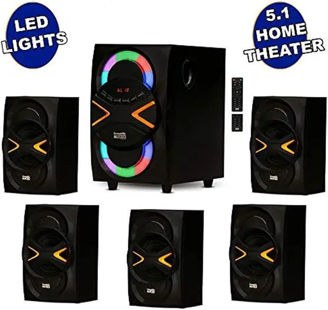 Alt view image 15 of 20 - Acoustic Audio AA5210 Home Theater 5.1 Speaker System with Bluetooth USB and LED Lights