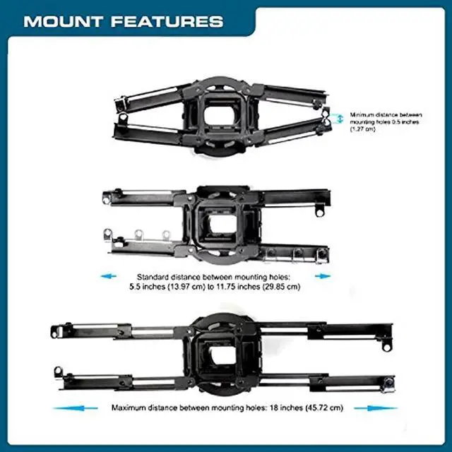 Alt view image 8 of 17 - QualGear® Pro-AV QG-KIT-VA-3IN-B Projector Mounting Kit - Projector Mount, Vaulted Ceiling Adapter, and a 3 inch 1.5-Inch NPT Threaded Pipe in Black