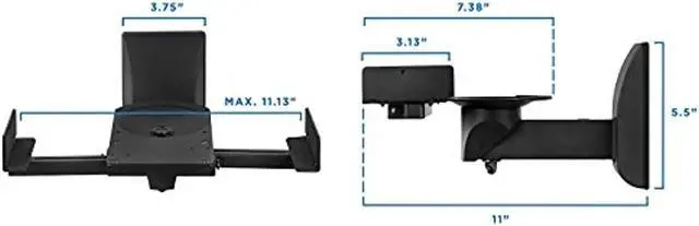 Alt view image 7 of 7 - Mount-It! Speaker Wall Mounts | Universal Side Clamping Bookshelf Speaker Mounting Brackets | 2 Mounts