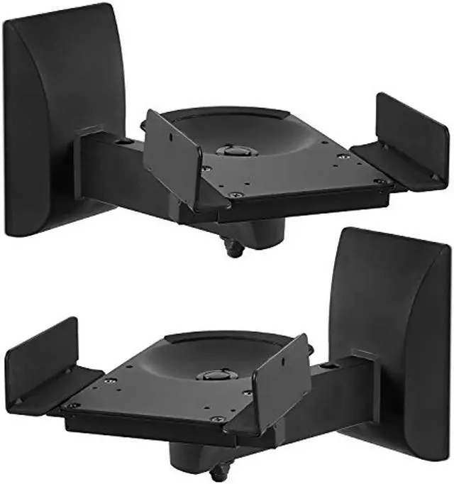 Main image of Mount-It! Speaker Wall Mounts | Universal Side Clamping Bookshelf Speaker Mounting Brackets | 2 Mounts