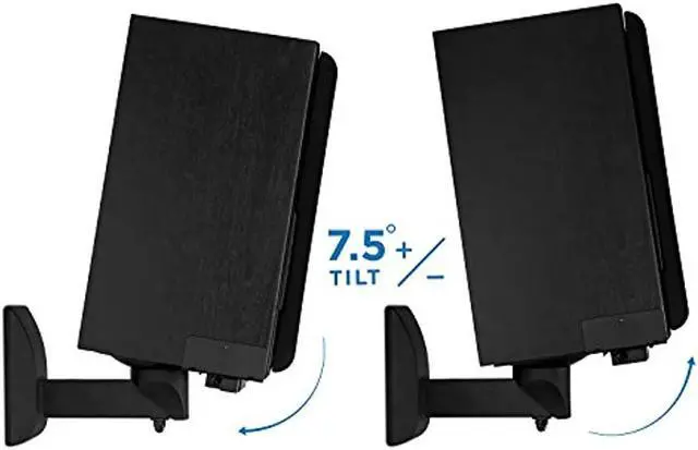 Alt view image 6 of 7 - Mount-It! Speaker Wall Mounts | Universal Side Clamping Bookshelf Speaker Mounting Brackets | 2 Mounts