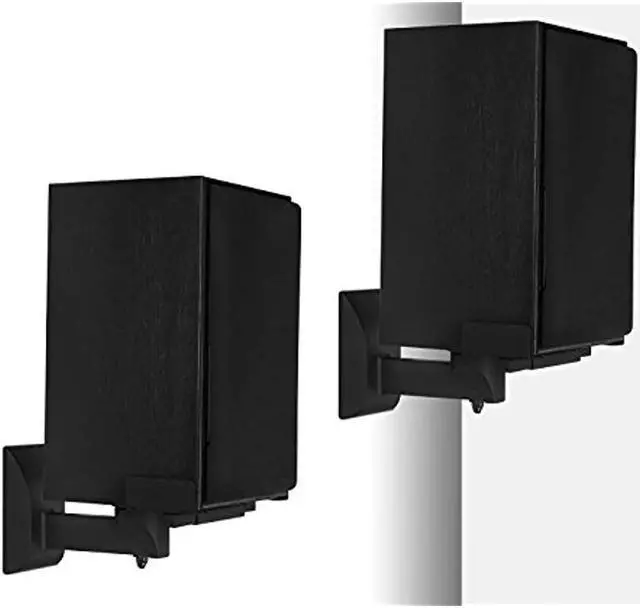 Alt view image 2 of 7 - Mount-It! Speaker Wall Mounts | Universal Side Clamping Bookshelf Speaker Mounting Brackets | 2 Mounts