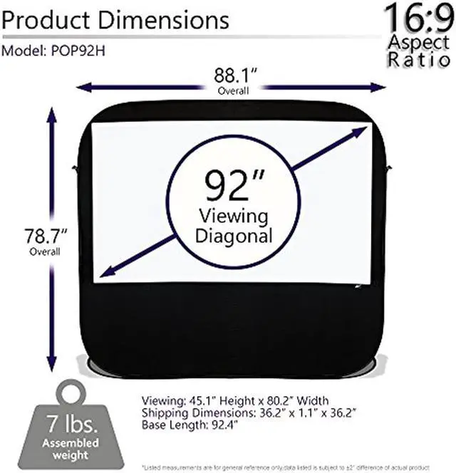 Alt view image 19 of 20 - Elite Screens POP92H 92In Pop-Upcinema Portable Screen 16:9 Table Top
