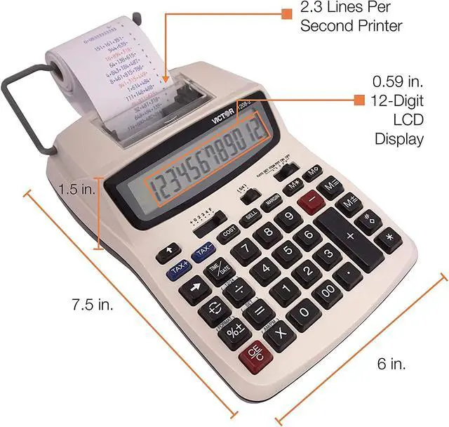 Alt view image 3 of 11 - Victor 1208-2 Two-Color Compact Printing Calculator Black/Red Print 2.3 Lines/Sec 12082