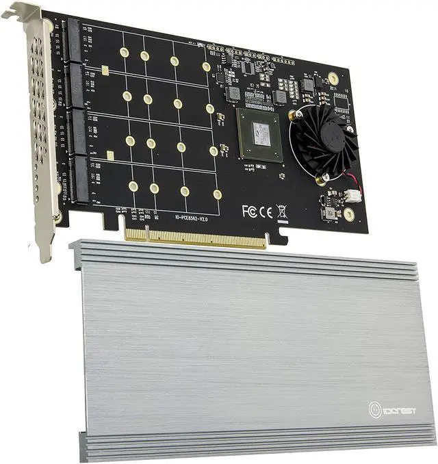 Main image of Quad M.2 NVMe Ports to PCIe 3.0 x16 Bifurcation Riser Controller - Support Non-Bifurcation Motherboard