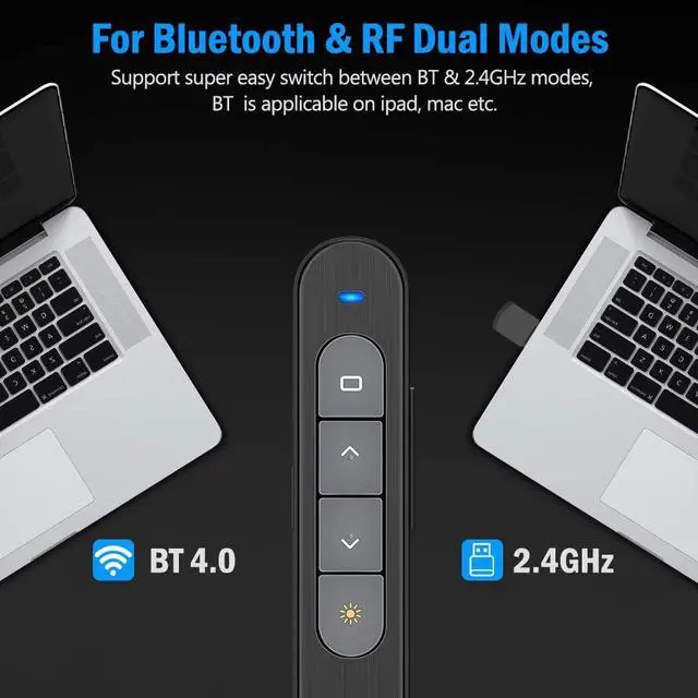 Alt view image 2 of 7 - for Bluetooth Presentation Remote Powerpint Clicker USB Rechargeable RF 2.4 GHz Dual Modes Wireless Presenter Presentation Clicker Slide Advancer for Mac/Keynote/PC/PPT 11