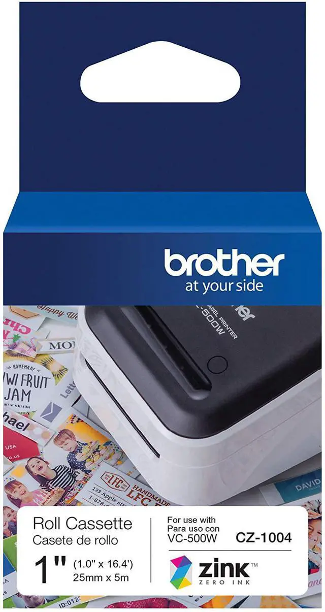 Alt view image 12 of 20 - Brother Genuine CZ-1004 continuous length 1" (1.0") 25 mm wide x 16.4 ft. (5 m) long label roll featuring ZINK® Zero Ink technology - 1" Width x 16 13/32 ft Length - Zero Ink (Z