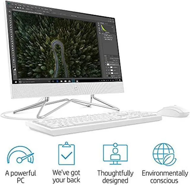 Alt view image 10 of 15 - HP Pavilion All-in-One 22-inch Computer, AMD Athlon Gold 3150U, AMD Radeon Graphics, 4 GB RAM, 256 GB SSD, Windows 10 (22-df0022, Snow White) (13Z67AA#ABA)
