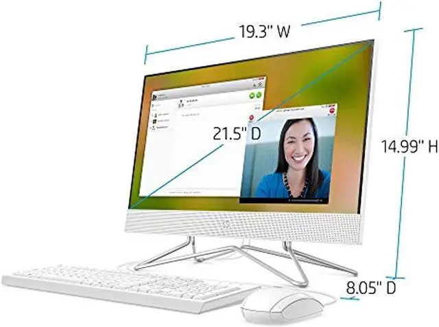 Alt view image 13 of 15 - HP Pavilion All-in-One 22-inch Computer, AMD Athlon Gold 3150U, AMD Radeon Graphics, 4 GB RAM, 256 GB SSD, Windows 10 (22-df0022, Snow White) (13Z67AA#ABA)