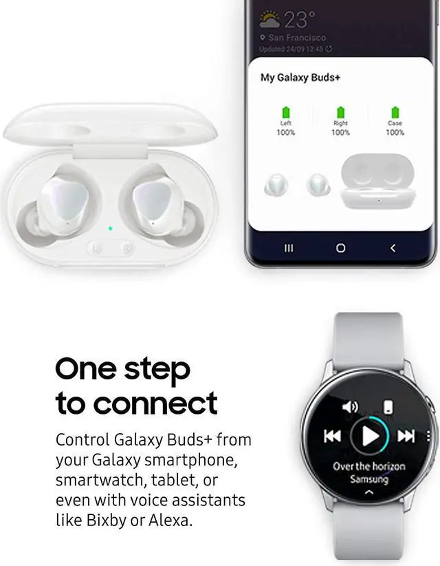 Alt view image 5 of 10 - Samsung Galaxy Buds+ True Wireless Earbud Headphones - White