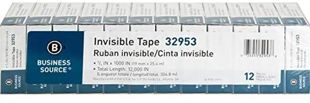 Alt view image 6 of 12 - Business Source Invisible Tape Value Pk 1" Core 3/4"x1000" 12/PK Clear 32953