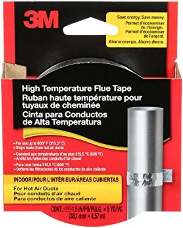 Alt view image 3 of 8 - 3M Scotch 1-1/2 In. x 15 Ft. High-Temperature Flue Tape, Silver 2113NA