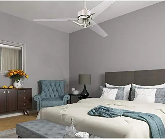 Alt view image 5 of 13 - Westinghouse Lighting 7225500 Julien, Modern Industrial Ceiling Fan with Remote Control, 54 Inch, Brushed Nickel Finish