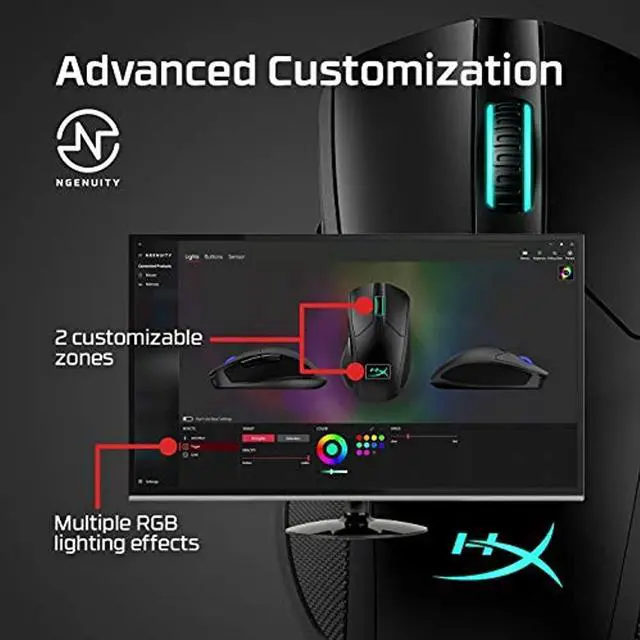 Alt view image 13 of 16 - HyperX Pulsefire Dart HX-MC006B Black 6 Buttons 1 x Wheel Wired / Wireless Gaming Mouse