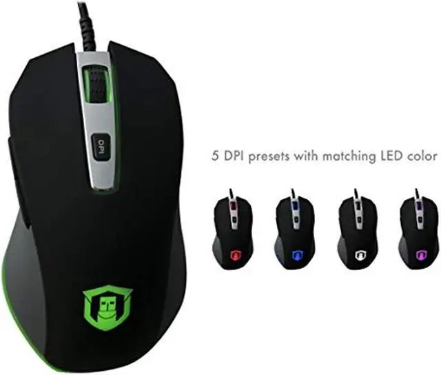 Alt view image 5 of 7 - Plugable USB Mouse - Gaming, Adjustable DPI, Color LED, 6 Foot Braided Cable