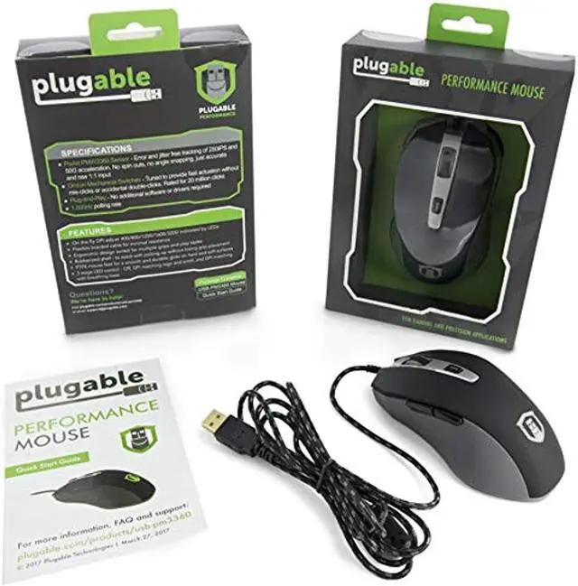 Alt view image 7 of 7 - Plugable USB Mouse - Gaming, Adjustable DPI, Color LED, 6 Foot Braided Cable