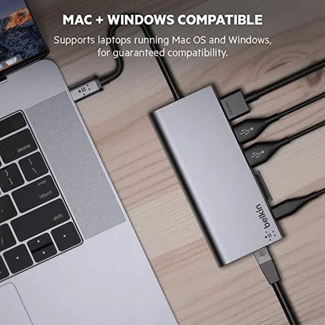 Alt view image 5 of 20 - BELKIN COMPONENTS F4U092BTSGY USB-C MULTIMEDIA HUB+ POWER,SPACE GRAY