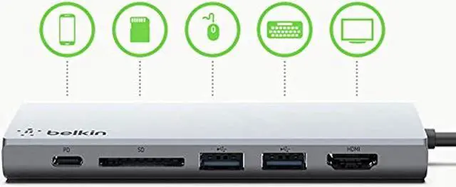Alt view image 6 of 20 - BELKIN COMPONENTS F4U092BTSGY USB-C MULTIMEDIA HUB+ POWER,SPACE GRAY