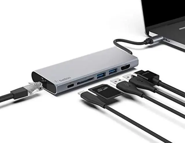 Alt view image 4 of 20 - BELKIN COMPONENTS F4U092BTSGY USB-C MULTIMEDIA HUB+ POWER,SPACE GRAY