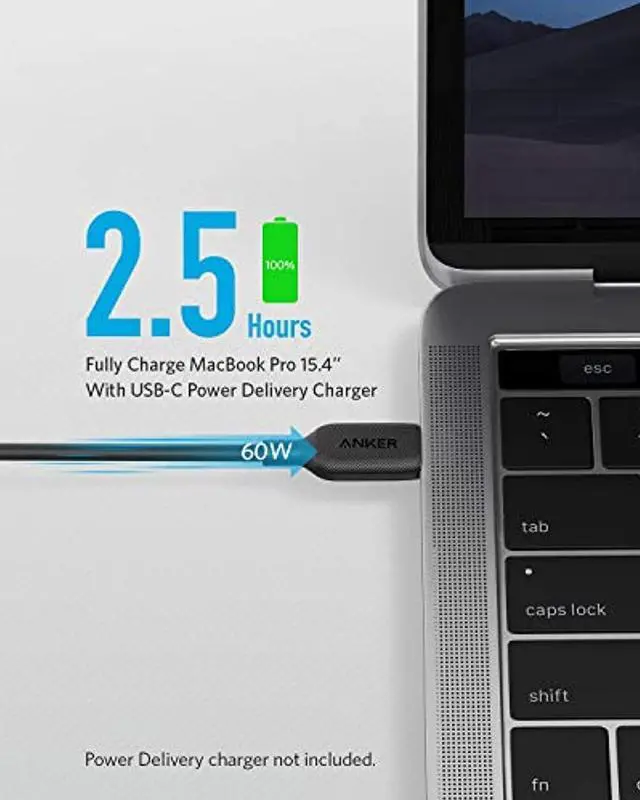 Alt view image 2 of 7 - USB C Cable 60W 10ft, Anker Powerline III USB-C to USB-C Cable 2.0, USB C Charger Cable for MacBook Pro 2020, iPad Pro 2020, Switch, Samsung Galaxy S20 Plus S9 S8 Plus, Pixel, and More