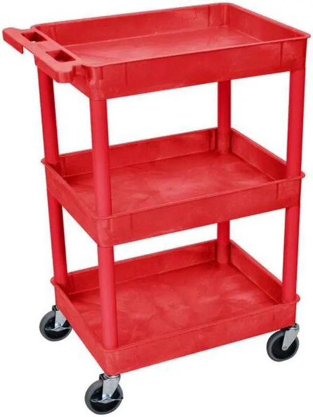 Alt view image 5 of 13 - Luxor Red 3 Tub Tall Utility Cart