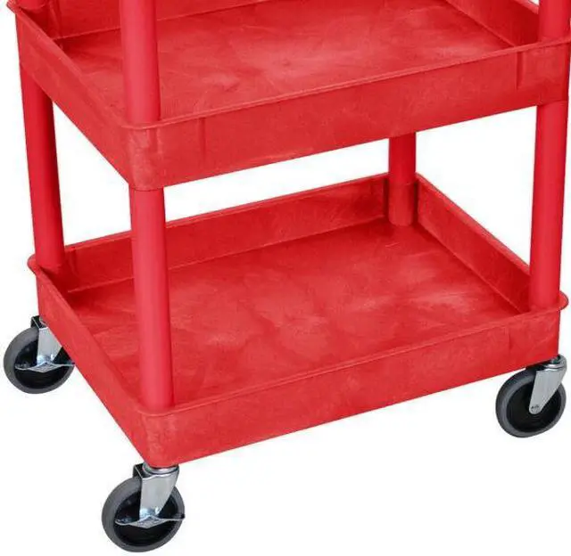 Alt view image 7 of 13 - Luxor Red 3 Tub Tall Utility Cart