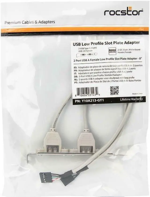 Alt view image 11 of 15 - Rocstor 2 Port USB A Female Low Profile Slot Plate Adapter