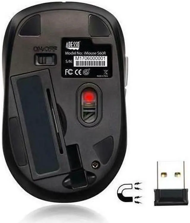 Alt view image 11 of 19 - ADESSO iMouse S60R Red 6 Buttons Tilt Wheel USB RF Wireless Optical Mouse