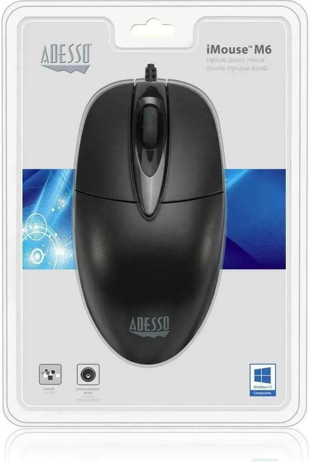 Alt view image 13 of 20 - ADESSO iMouseM6 Black 3 Buttons 1 x Wheel USB Wired Optical Mouse