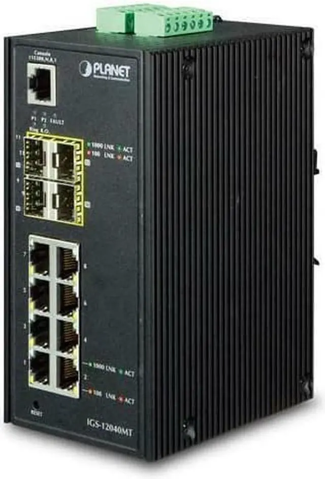 Alt view image 4 of 10 - Planet IGS-12040MT Industrial 8-Port 10/100/1000T + 4-Port 100/1000X SFP Managed Switch (-40 ~ 75 Degrees C)