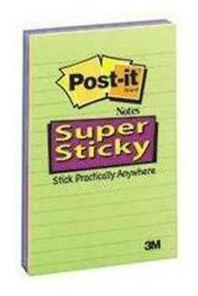 Alt view image 9 of 16 - Post-it 4621SSAU Super Sticky Rio de Janeiro Lined Pads, 4" x 6" - Assorted - Paper - Self-adhesive, Repositionable - 4/Pack