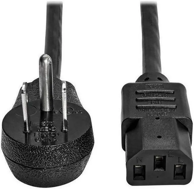 Alt view image 3 of 9 - Tripp Lite Model P007-012-15D 12 ft. Desktop Computer Power Cord, Right-Angle 5-15P to C13 - Heavy Duty, 15A, 125V, 14 AWG, 12 ft. Black